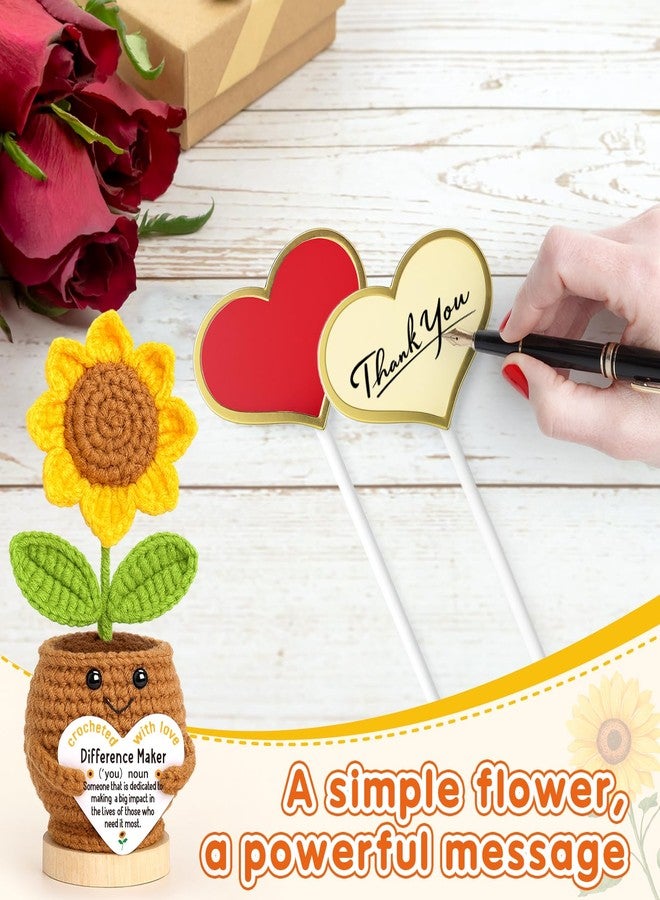 IDEGIFT Christmas Difference Maker Gifts for Women Employees, Inspirational Thank You Appreciation Birthday Gifts for Coworker Teacher Staff Coach Mentor Boss Leader, Crochet Sunflower Office Desk Decor - Image 4